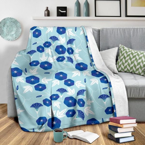 Morning Glory Pattern Print Design Fleece Blanket - Image 3