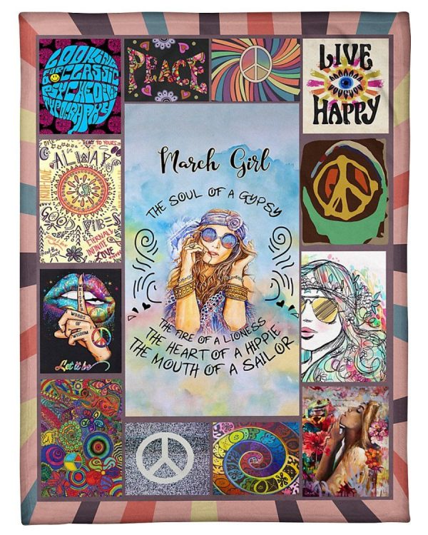 March Girl The Soul Of A Gypsy Custom Design Gifts Fleece Blanket - Image 2