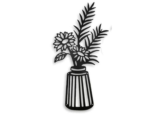 Metal Flowers Wall Decor Metal Wall Sculpture for Patio Balcony Black - Image 4