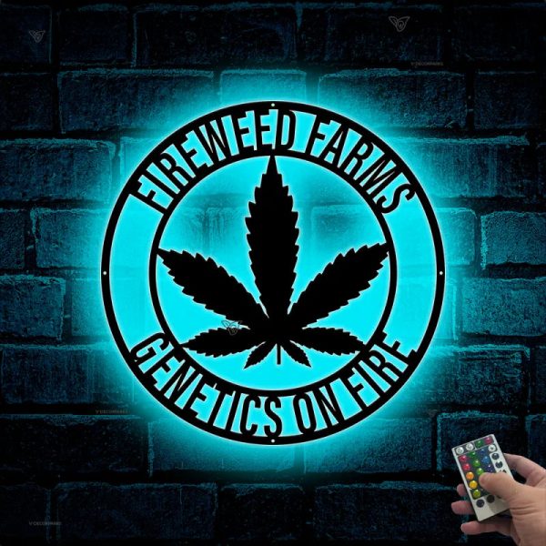 Personalized Weed Metal Wall Art Led Lights, Custom Cannabis Metal Nam - Image 2