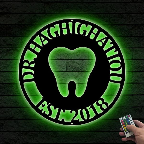 Custom Dental Clinic Metal Sign With Led Lights, Personalized Dentist - Image 3