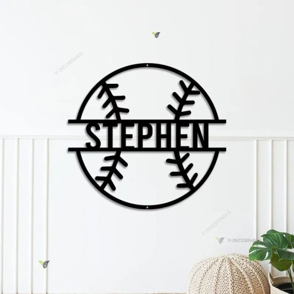 Custom Baseball Metal Wall Art With Led Light, Personalized Baseball P - Image 3