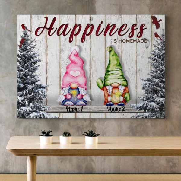 Personalized Canvas Prints Custom Name - Christmas Gnomies Happiness Is Homemade Dem Canvas - Image 2