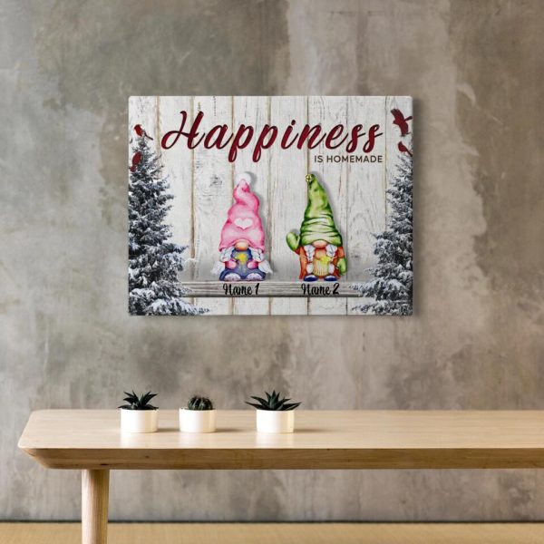 Personalized Canvas Prints Custom Name - Christmas Gnomies Happiness Is Homemade Dem Canvas - Image 6