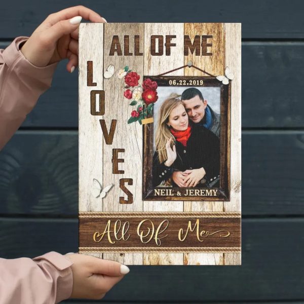 Personalized Canvas Prints, Custom Photo, Gift For Couple, Happy Wedding Anniversary Gift For Husband And Wife, All Of Me Love All Of You Dem Canvas - Image 4