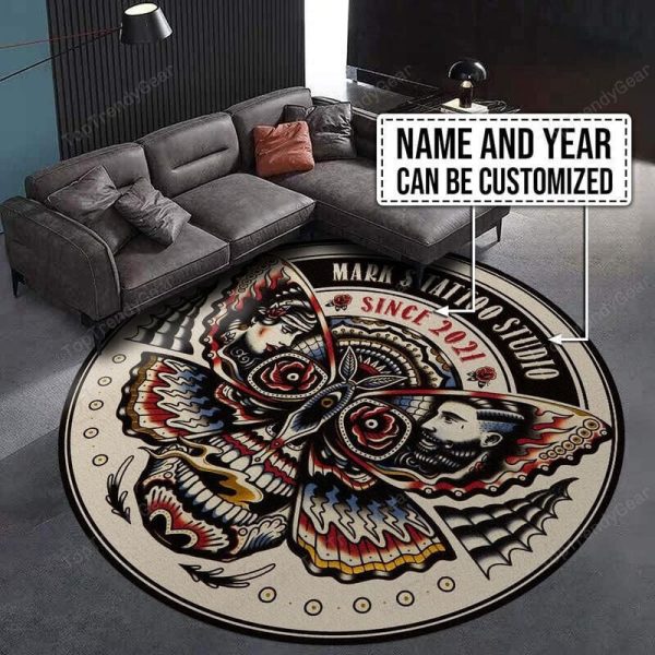 Personalized Tattoo Studio Living Room Round Mat Circle Rug - Image 3