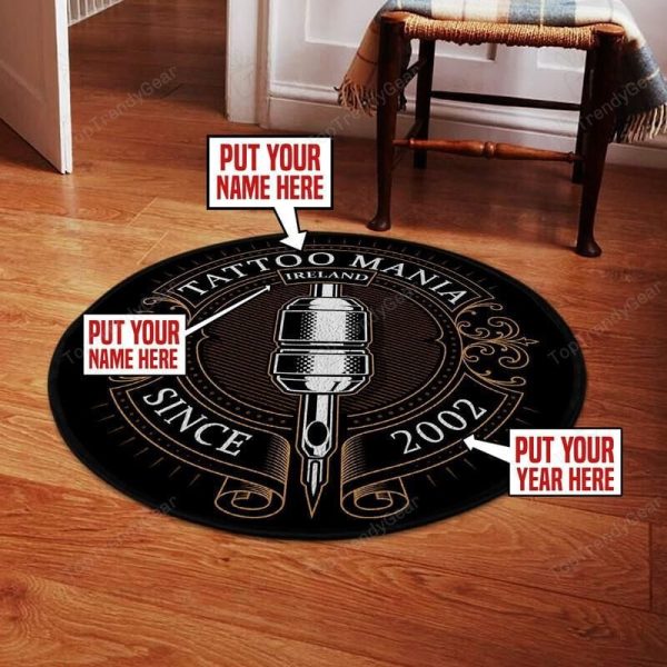 Personalized Tattoo Studio Living Room Round Mat Circle Rug - Image 5