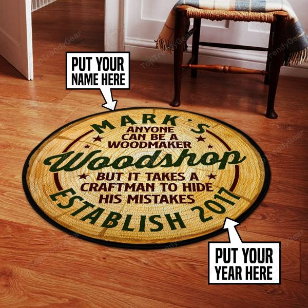 Personalized Woodshop Round Mat Round Floor Mat Room Rugs Carpet Outdoor Rug Washable Rugs - Image 2