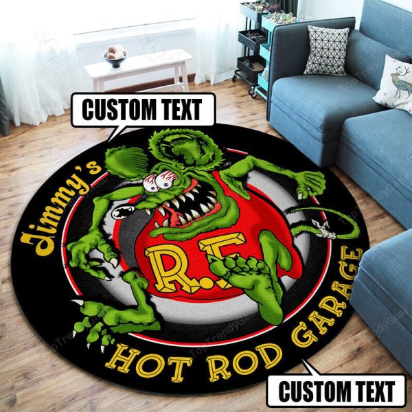 Personalized Hot Rod Garage Round Mat Round Floor Mat Room Rugs Carpet Outdoor Rug Washable Rugs - Image 2