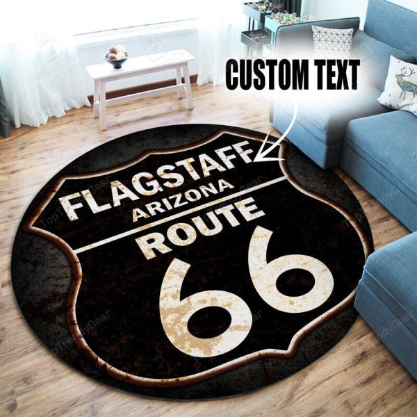 Personalized Route 66 Hot Rod Round Mat Round Floor Mat Room Rugs Carpet Outdoor Rug Washable Rugs - Image 2