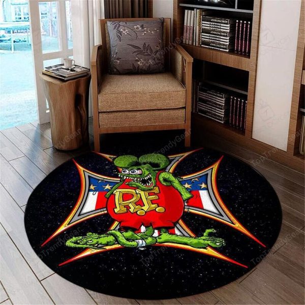 Rat Fink Hot Rod Round Mat 06899 Living Room Rugs, Bedroom Rugs, Kitchen Rugs - Image 3