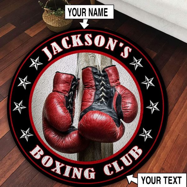 Personalized Boxing Red Gloves Round Rug, Carpet 07900